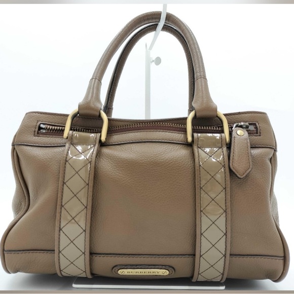 Burberry Leather Top Handle Nova Check Interior Bag - Picture 1 of 15